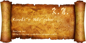 Kovár Nándor névjegykártya