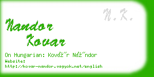 nandor kovar business card